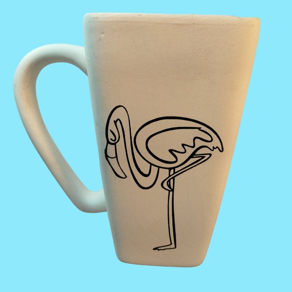 Flamingo Bisque Mug Unglazed Tapered Craft Cup ready to Paint